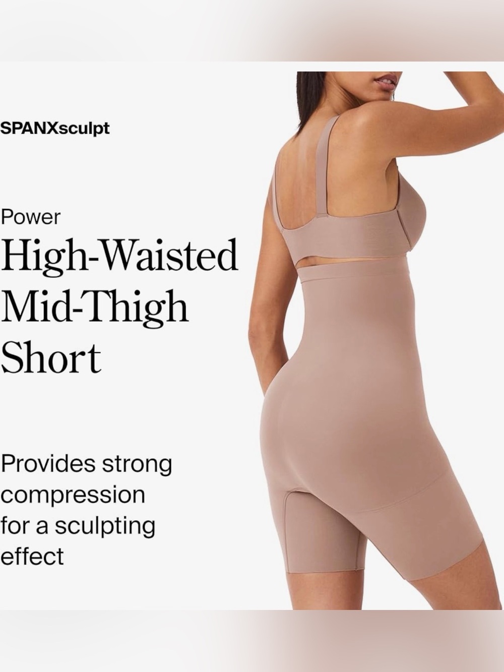 SPANX Sculpt Power Series High-Waisted Mid-Thigh Shaper Shorts